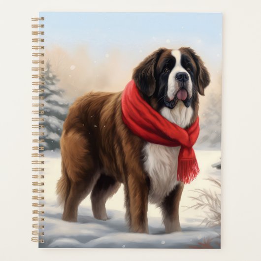 Sint-Bernard Dog met sneeuwkerst Planner (Voorkant)