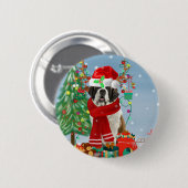 Sint-Bernard Dog met sneeuwkerst Ronde Button 5,7 Cm (Voorkant /achterkant)