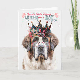 Sint-Bernard Dog Queen voor een Dag Funny Birthday Kaart