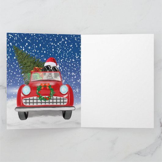 Sint-Bernard-dog rijden met sneeuwkerst Kaart (Binnen)