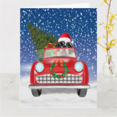 Sint-Bernard-dog rijden met sneeuwkerst Kaart (Gele Bloem)