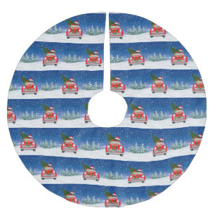 Sint-Bernard-dog rijden met sneeuwkerst Kerstboom Rok