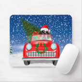 Sint-Bernard-dog rijden met sneeuwkerst Muismat (Met muis)