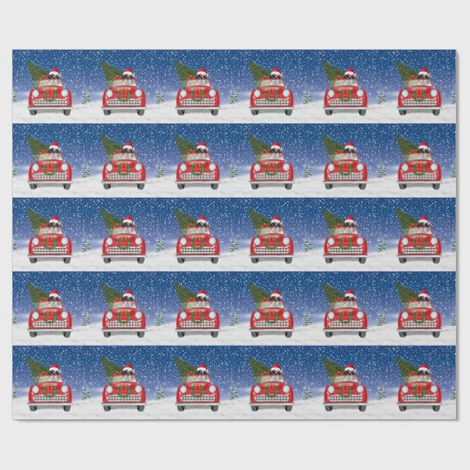 Sint Bernard Dog rijdt met sneeuwkerst Cadeaupapier (Vlak)