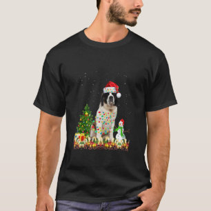 Sint-Bernard Dog Santa Hat Kerstmis Licht Tr T-shirt