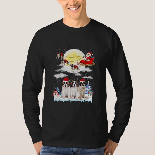 Sint-Bernard Dog Santa Sleigh Kerstmis Lover  T-shirt (Voorkant)