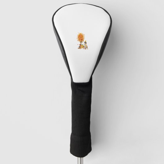 Sint Bernard Dog Silhouette Pumpkin Autumn Bedankt Golfheadcover (Voorkant)