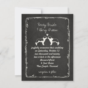 Sint Bernard Dog Silhouettes Wedding Announding Kaart