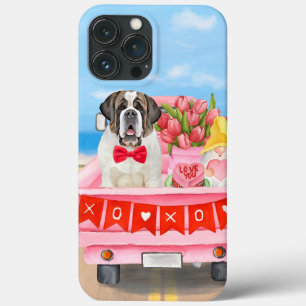 Sint Bernard Dog Valentijnsdag Truck Hearts Case-Mate iPhone Case
