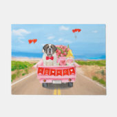 Sint Bernard Dog Valentijnsdag Truck Hearts Deurmat (Voorkant)