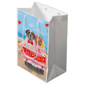Sint Bernard Dog Valentijnsdag Truck Hearts Medium Cadeauzakje (Voorkant Gekanteld)