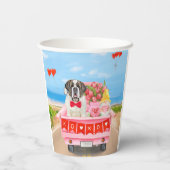 Sint Bernard Dog Valentijnsdag Truck Hearts Papieren Bekers (Achterkant)