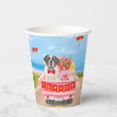 Sint Bernard Dog Valentijnsdag Truck Hearts Papieren Bekers (Voorkant)
