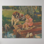 Sint Bernard, Eenden, klein meisje in de boot Poster (Voorkant)