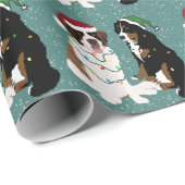 Sint Bernard en Bernese Mountain Dog met Kerstmis Cadeaupapier (Rol Hoek)