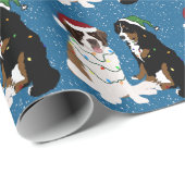 Sint Bernard en Bernese Mountain Dog met Kerstmis Cadeaupapier (Rol Hoek)