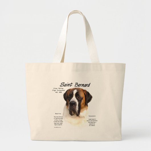 Sint Bernard (glad) Geschiedenis Ontwerp Grote Tote Bag (Voorkant)