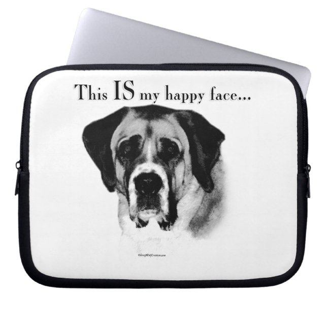 Sint Bernard Happy Face Laptop Sleeve (Voorkant)