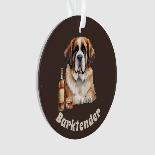 Sint Bernard Hond Barktender Buitengewoon Ornament (voorkant)