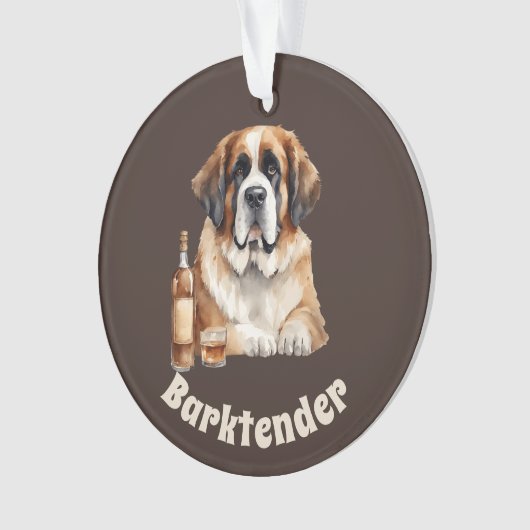 Sint Bernard Hond Barktender Buitengewoon Ornament (voorkant)