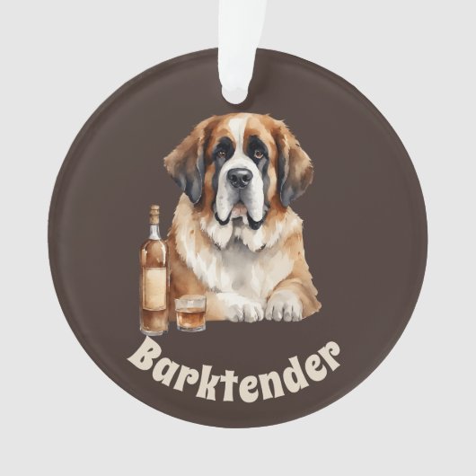 Sint Bernard Hond Barktender Buitengewoon Ornament (voorkant)