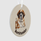 Sint Bernard Hond Barktender Buitengewoon Ornament (voorkant)