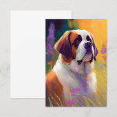 Sint Bernard Hond Dier Portret Schilderij Pet Bedankkaart (Voorkant / Achterkant)