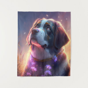 Sint Bernard Hond Dierenportret Schilderen Pet Art Wandkleed