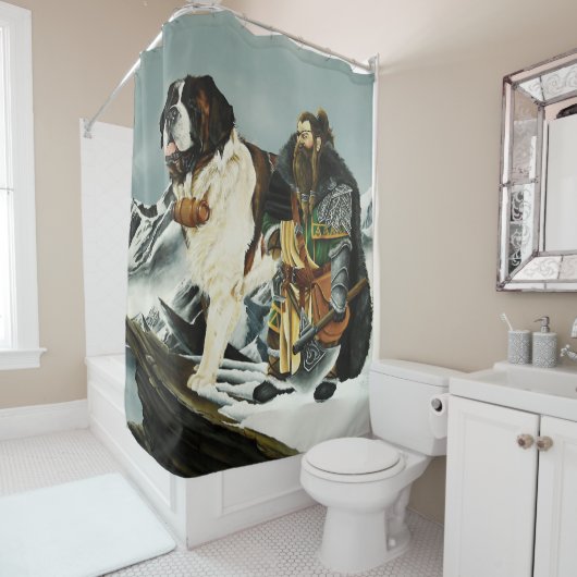 Sint Bernard Hond Dwerg Fantasie Douchegordijn (In situ)