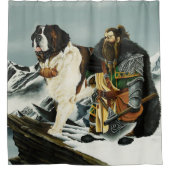 Sint Bernard Hond Dwerg Fantasie Douchegordijn (Voorkant)