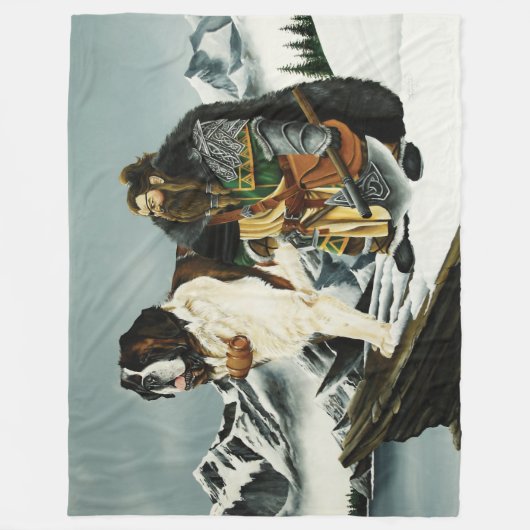 Sint Bernard Hond Dwerg Fantasie Fleece Deken (Voorkant)