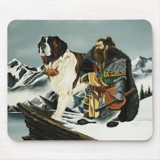 Sint Bernard Hond Dwerg Fantasie Muismat (Voorkant)
