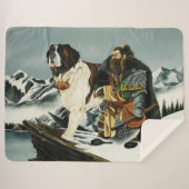 Sint Bernard Hond Dwerg Fantasie Sherpa Deken (Voorkant (horizontaal))