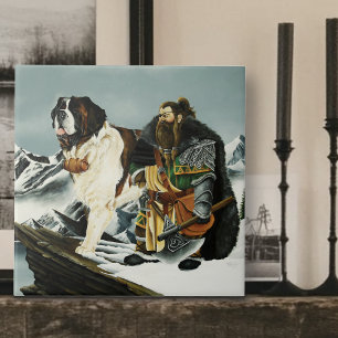 Sint Bernard Hond Dwerg Fantasie Tegeltje