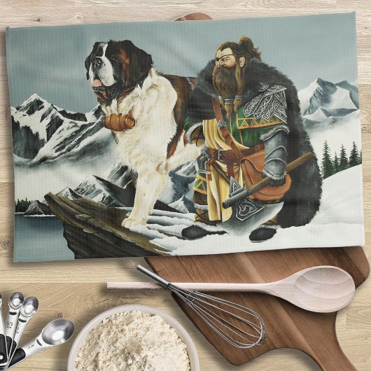 Sint Bernard Hond Dwerg Fantasie Theedoek