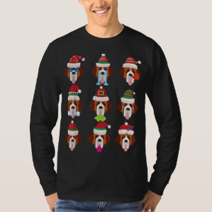 SINT BERNARD Hond Gezichten Kerstman Kostuum Kerst T-shirt
