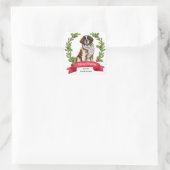 Sint Bernard Hond Holly Banner Kerstmis Vierkante Sticker (Tas)