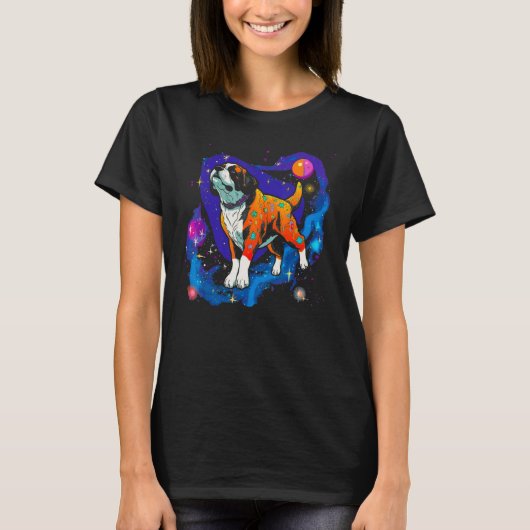 Sint Bernard Hond in de Ruimte T-shirt (Voorkant)