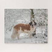 Sint-Bernard-hond in de sneeuw Legpuzzel (Horizontaal)