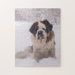 Sint Bernard-hond in de sneeuw Legpuzzel