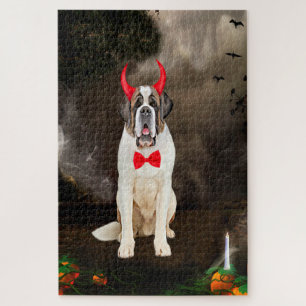 Sint Bernard Hond in Halloween Kostuum Legpuzzel