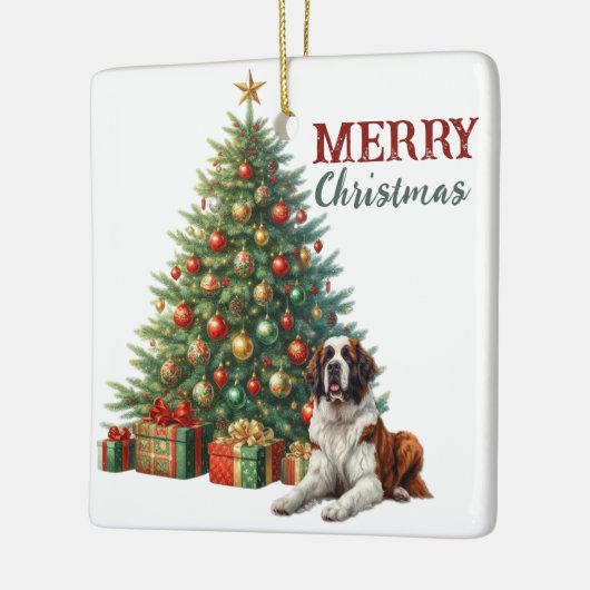 Sint Bernard Hond Kerstboom Keramisch Ornament (Links)