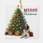 Sint Bernard Hond Kerstboom Keramisch Ornament (Voorkant)