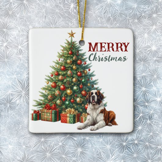 Sint Bernard Hond Kerstboom Keramisch Ornament