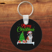 Sint Bernard Hond Kerstboom Verlichting Grappige K Sleutelhanger (Voorkant)