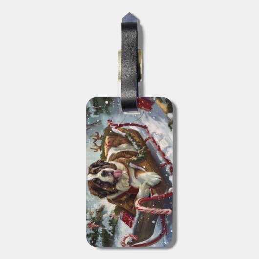 Sint Bernard Hond Kerstfeest Bagagelabel (Achterkant verticaal)
