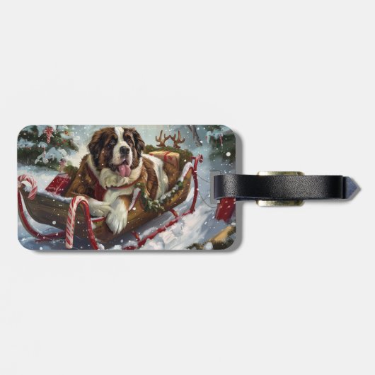 Sint Bernard Hond Kerstfeest Bagagelabel (Achterkant horizontaal)