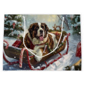 Sint Bernard Hond Kerstfeest Groot Cadeauzakje (Voorkant)