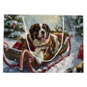 Sint Bernard Hond Kerstfeest Groot Cadeauzakje (Achterkant)