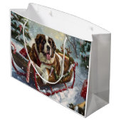 Sint Bernard Hond Kerstfeest Groot Cadeauzakje (Achterkant Gekanteld)